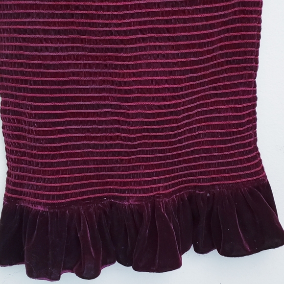 Aqua Smoked Off the Shoulder Velvet Dress - Picture 5 of 6